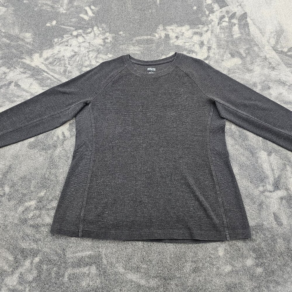 Duluth Longtail T Winter Waffle Crewneck shirt women large gray long sleeve knit